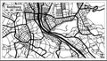 Salzburg Austria City Map in Black and White Color in Retro Style. Outline Map