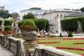 SALZBURG, AUSTRIA, EUROPE - JULY 02, 2020: World famous Salzburg Mirabell palace gardens - baroque gardens in town Royalty Free Stock Photo