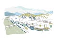 Salzburg Austria Europe vector sketch city illustration line art