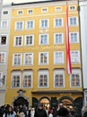 Exterior of Mozart`s birthhouse in Salzburg