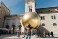 SALZBURG AUSTRIA. Girl traveler with a backpack