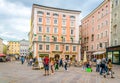 SALZBURG, AUSTRIA, JULY 3, 2016: People are strolling on the alter markt square in the Austrian city Salzburg....IMAGE