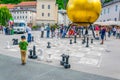 SALZBURG, AUSTRIA, JULY 3, 2016: the Sphaera sculpture situated on the Kapitelplatz in the central Salzburg, Austria Royalty Free Stock Photo