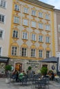 Birth house of Wolfgang Amadeus Mozart in Salzburg on Austria Royalty Free Stock Photo