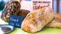 Freshly baked bread from rye flour for sale on Schrannenmarkt, a traditional market on Mirabellplatz. Salzburg, Austria