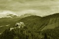 SALZBURG, AUSTRIA - June 24, 2020: Hohensalzburg Fortress - monochrome large view, from distance