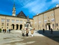 Salzburg, Austria - May 01, 2017: Classic view of famous Maria Immaculata sculpture at Domplatz square