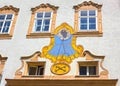 Salzburg, Austria - May 01, 2017: Sundial on the building wall at the square of St. Peter.