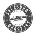 Salzburg Austria Round Stamp Icon Skyline City Design Badge Rubber.