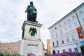 Bronze statue of Moztart in Mozart Square in olc city