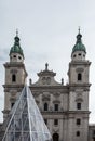 Salzburg cathedral Salzburger Dom and Marian column on Domplatz square in Salzburg, Austria