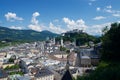 Salzburg city panorama with castle nice weather