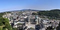 Salzburg, Federal State of Salzburg/Austria; 06/09/2018: panoramic view of Salzburg old town at the riverside Royalty Free Stock Photo