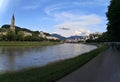 Salzburg, Federal State of Salzburg/Austria; 06/09/2018: panoramic view of Salzburg old town