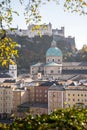 Salzburg old city in autumn, colorful sunshine, Austria