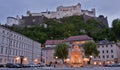 Salzburg hohensalzburg at dusk Royalty Free Stock Photo