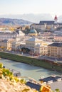 Salzburg old city in autumn, colorful sunshine, Austria