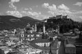 Salzburg Panorama Black and White Extra Wide Royalty Free Stock Photo