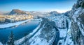 Salzburg skyline with Fortress Hohensalzburg in winter, Salzburg, Austria Royalty Free Stock Photo