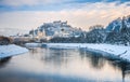 Salzburg skyline with Fortress Hohensalzburg in winter, Salzburg, Austria Royalty Free Stock Photo