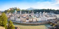 Salzburg skyline panorama at sunset, Salzburger Land, Austria