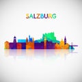 Salzburg skyline silhouette in colorful geometric style.