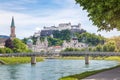 Salzburg Stadt with Salzach river and Hohensalzburg Castle, Salzburg Royalty Free Stock Photo