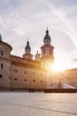 Salzburger Dome and historic district of Salzburg in the evening