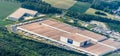 Salzgitter, Lower Saxony, Germany, May 24, 2018: Warehouse of the Swedish furniture store Ikea at the edge of Salzgitter, aerial v
