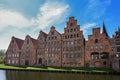Salzspeicher (salt storehouses), of Lubeck, Germany, historic brick buildings on the Trave River, landmark Royalty Free Stock Photo