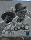 Sam Hopkins and Mance Lipscomb mural, Deep Ellum, Texas Royalty Free Stock Photo