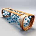 Wood And Blue Wire Molecular Structure Bench