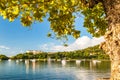 Samana Bay framed by a tropical tree Royalty Free Stock Photo