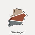 Samangan map and black lettering illustration design template on white background, vector map of afghanistan