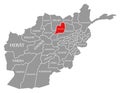 Samangan red highlighted in map of Afghanistan