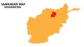 Samangan State and regions map highlighted on Afghanistan map