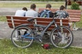 Samara, Chapaevsk, Russia - 06 June 2018 teenagers rest, time providerupdate