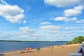 Samara, city beach on the shores of the Volga River. beautiful cumulus clouds Royalty Free Stock Photo