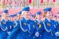 Samara May 2018: beautiful women soldiers are marching in formation