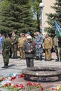 Samara, Novokuibyshevsk, Russia, - may, 09, 2019: world war II veteran at the memorial of fallen soldiers