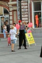 Samara, Russia - August 22, 2014: animator, clown with balloons