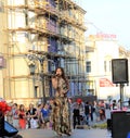 Samara, Russia - August 22, 2014: the musical performance. Unknown girl sings a song on stage.