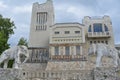 Samara, Russia - 07. 06. 2017: cottage of the artist Konstantin Golovkin. Sculpture of an elephant in the garden. It is a unique a