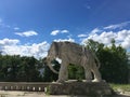 Samara, Russia - 07.06.2017: cottage of the artist Konstantin Golovkin. Sculpture of an elephant in the garden. It is a unique arc