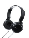 Black SONY headphones isolated on a white background