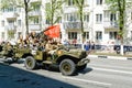SAMARA, Russia - May 9, 2019: A historical example of military equipment army off-road vehicle Dodge WC-51 at the military parade