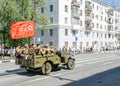 SAMARA, Russia - May 9, 2019: A historical example of military equipment army off-road vehicle Dodge WC-51 at the military parade