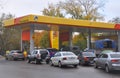 SAMARA, RUSSIA - OCTOBER 10, 2019: Cars at Rosneft gas station