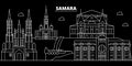 Samara silhouette skyline. Russia - Samara vector city, russian linear architecture, buildings. Samara travel