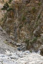 SAMARIA GORGE, CRETE - 20 JULY 2021: Hikers in the spectacular mountain and forest scenery of the Samaria Gorge on the Greek Royalty Free Stock Photo